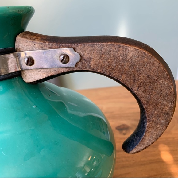 Metlox Pottery 238 Carafe Coffee Jug Vintage Ceramic Wooden Handle and Stamp - Picture 5 of 11